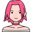woman, girl, avatar, user, person, people, pink, short, hair 