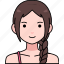 avatar, user, woman, girl, person, people, cute, pigtail, hair 