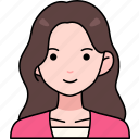 woman, girl, avatar, user, person, long, hair, pink, clothing