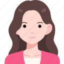 woman, girl, avatar, user, person, long, hair, pink, clothing