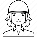 engineering, woman, girl, avatar, user, person, labor, safety, helmet