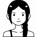 avatar, user, woman, girl, person, people, cute, pigtail, hair