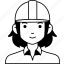 engineering, woman, girl, avatar, user, person, labor, safety, helmet 