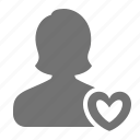 avatar, heart, love, match, profile, user, woman 
