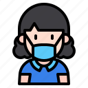 kid, avatar, girl, medical, mask, child