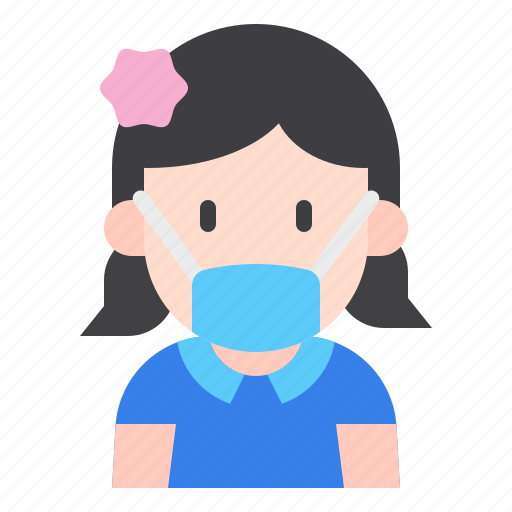 Girl, kid, avatar, medical, mask, child icon - Download on Iconfinder