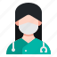 doctor, avatar, woman, female, face, mask, healthcare 