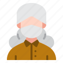 old, woman, elderly, avatar, people, face, mask, healthcare