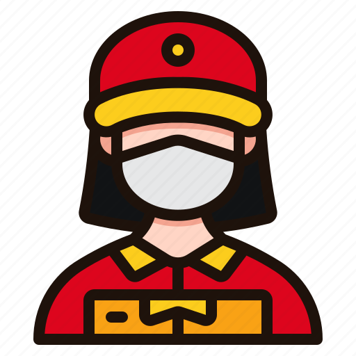 Delivery, woman, avatar, female, face, mask, healthcare icon - Download on Iconfinder