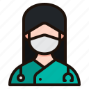 doctor, avatar, woman, female, face, mask, healthcare