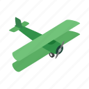 air, fly, green, isometric, plane, sky, travel