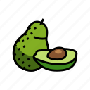 ripe, delicious, avocado, food, green, half