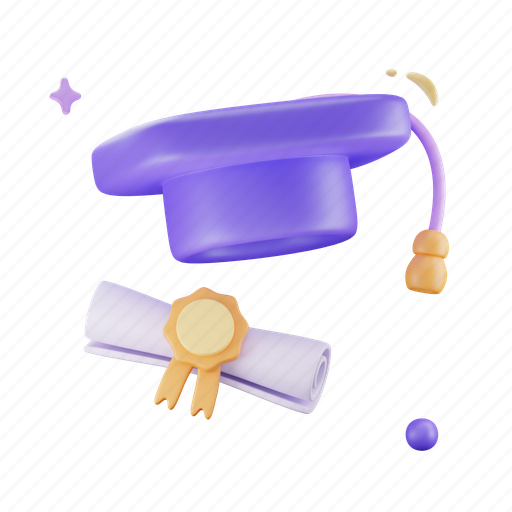 Graduation, college, hat, cap, university, degree, education 3D illustration - Download on Iconfinder