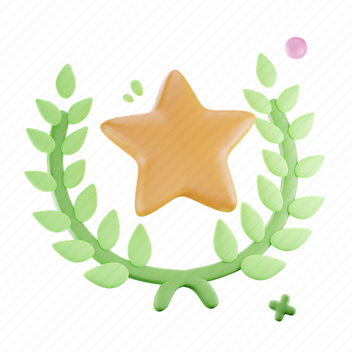 Laurel, wreath, award, prize, trophy, badge, decoration 3D illustration - Download on Iconfinder