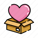 donate, gift, package, present, shipping, birthday, love, box, delivery