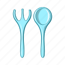 baby, cartoon, food, fork, object, spoon, tool