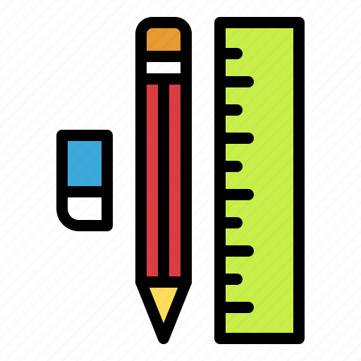 Eraser, pencil, ruler, school, stationery icon - Download on Iconfinder