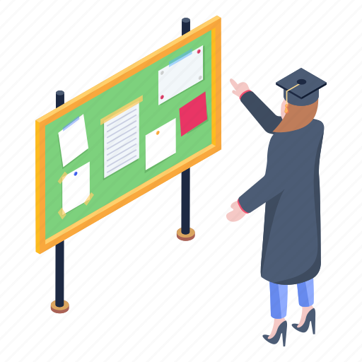 Board, notice board, bulletin board, school board, student illustration - Download on Iconfinder