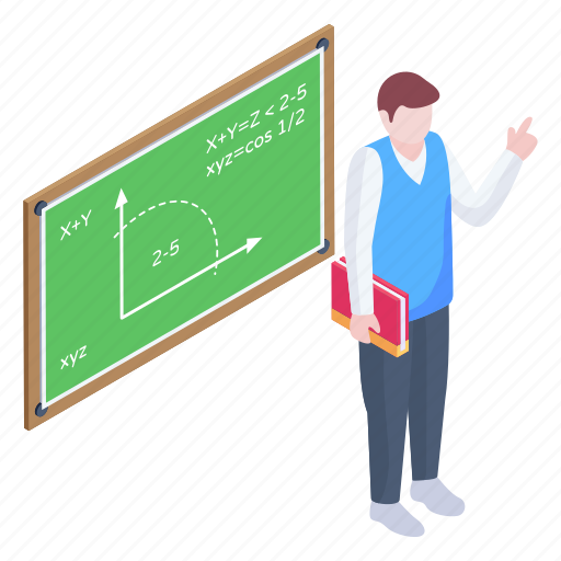 Maths lecture, mathematics class, class teacher, education illustration - Download on Iconfinder