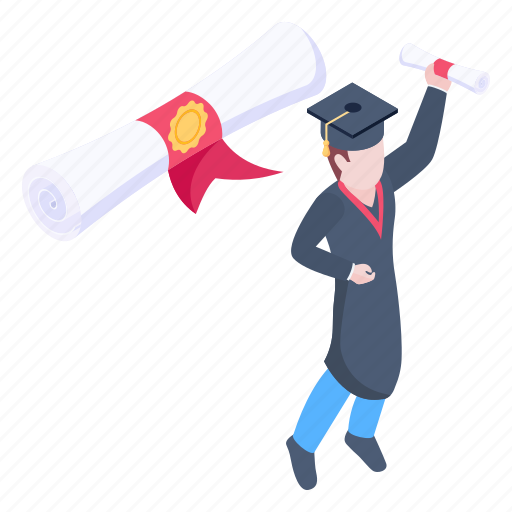 Graduation, degree, diploma, happy graduate, study certificate illustration - Download on Iconfinder