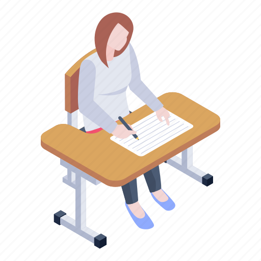 Student exam, class exam, student writing, class test, education illustration - Download on Iconfinder