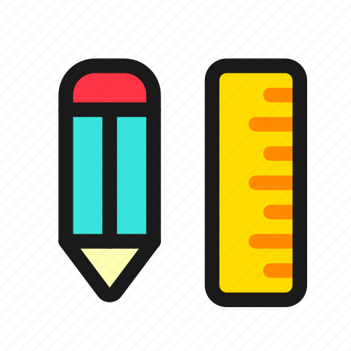 Pencil, ruler, stationery, school, supplies, writing, pen icon - Download on Iconfinder