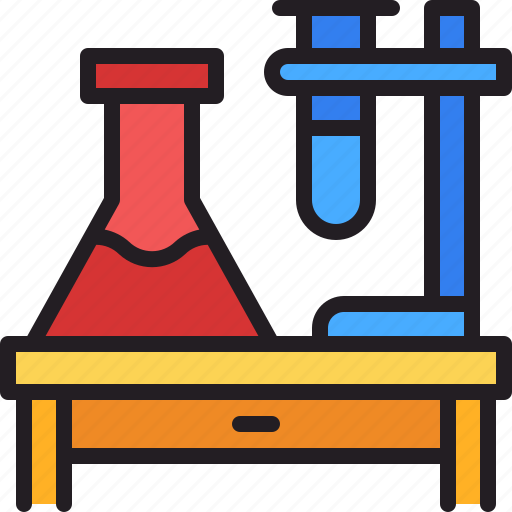 Chemistry, desk, flask, science, table icon - Download on Iconfinder