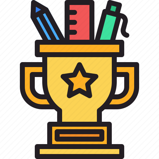 Holder, pen, pencil, ruler, trophy icon - Download on Iconfinder