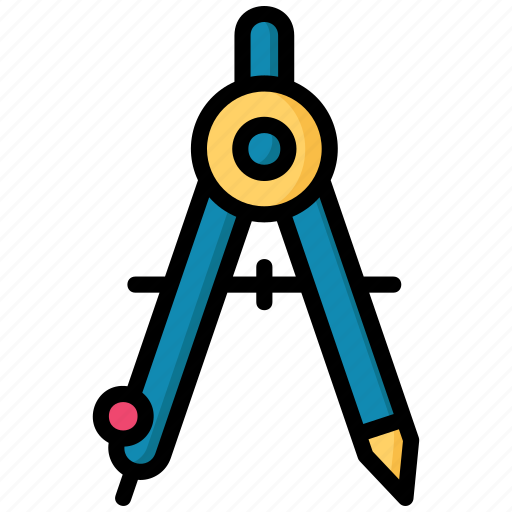 Compass, school materials, geometry, drawing, art, tools, measurement icon - Download on Iconfinder