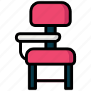 desk chair, chair, furniture, household, seat, classroom, desk