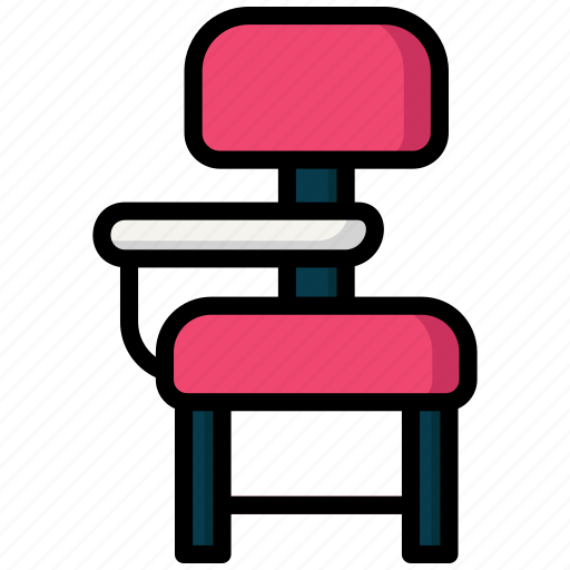 Desk chair, chair, furniture, household, seat, classroom, desk icon - Download on Iconfinder