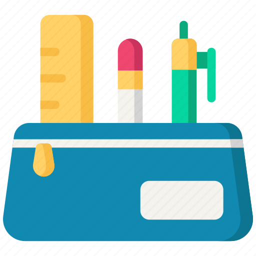 Pencil case, school material, education, pen, ruler, stationery, writing tool icon - Download on Iconfinder