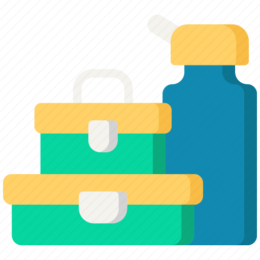 Lunch box, lunch, meal, food, container, kitchenware, bottle icon - Download on Iconfinder