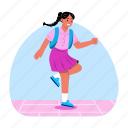 playing, hopscotch, game, recess, time, activity, student