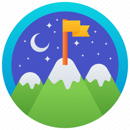 Fabric emblem, medal, medallion, night landscape badge, winter emblem icon - Download on Iconfinder