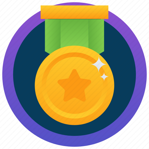 Gold medal, medal, medallion, military badge, star pendant icon - Download on Iconfinder