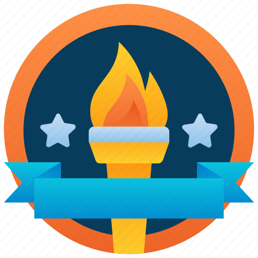 Award, fabric badge, sports badge, sports torch badge, team player badge, winner badge icon - Download on Iconfinder