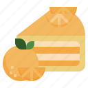 orange, cake, bakery, food, restaurant, slice, dessert