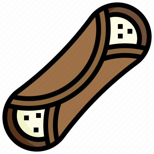 Cannoli, food, and, restaurant, dessert, chocolate, tube icon - Download on Iconfinder