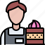 worker, man, cake, bakery, pastries, food 