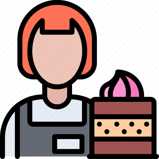 Worker, woman, cake, bakery, pastries, food icon - Download on Iconfinder
