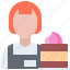 worker, woman, cake, bakery, pastries, food 