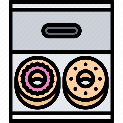 Baker, bakery, bakeshop, box, donut, food, set icon - Download on Iconfinder