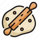 flour, rolling, baked, bread, bakery icon, wheat