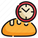 loaf, time, baked, timer, bakery icon
