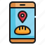 shop, online, location, dessert, pin, gps, shopping, bakery icon 