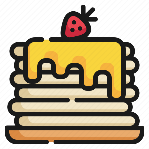 Pancake, honey, baked, dessert, sweet, cake, fruit icon - Download on Iconfinder