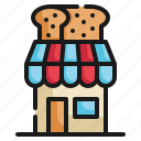 shop, bread, baked, dessert, shopping, store, bakery icon