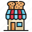 shop, bread, baked, dessert, shopping, store, bakery icon 