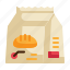 bag, dessert, packaging, shop, shopping, bakery icon 